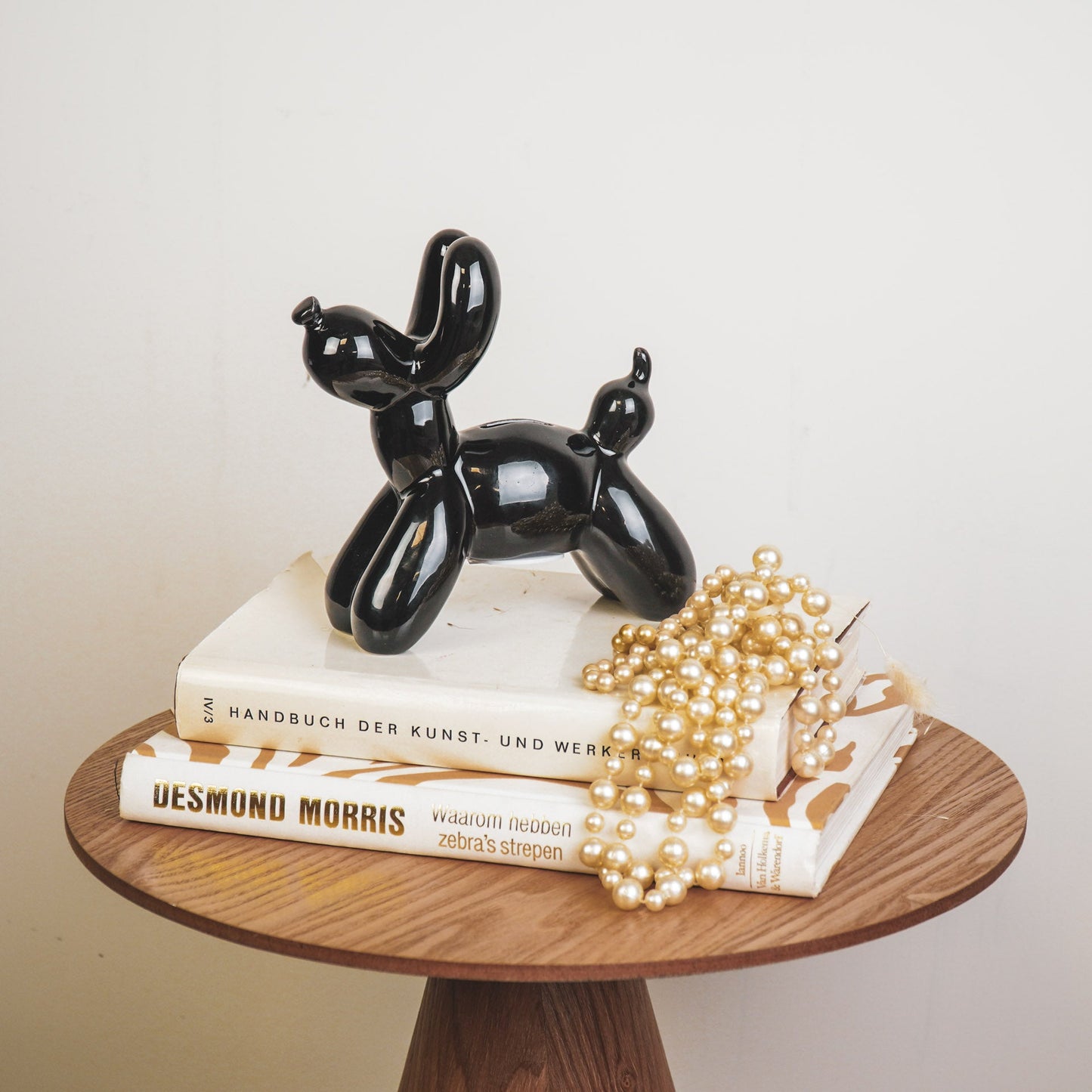 Ornament- Spaarpot Ballon Hond - Keramiek- Zwart-17x7x17cm