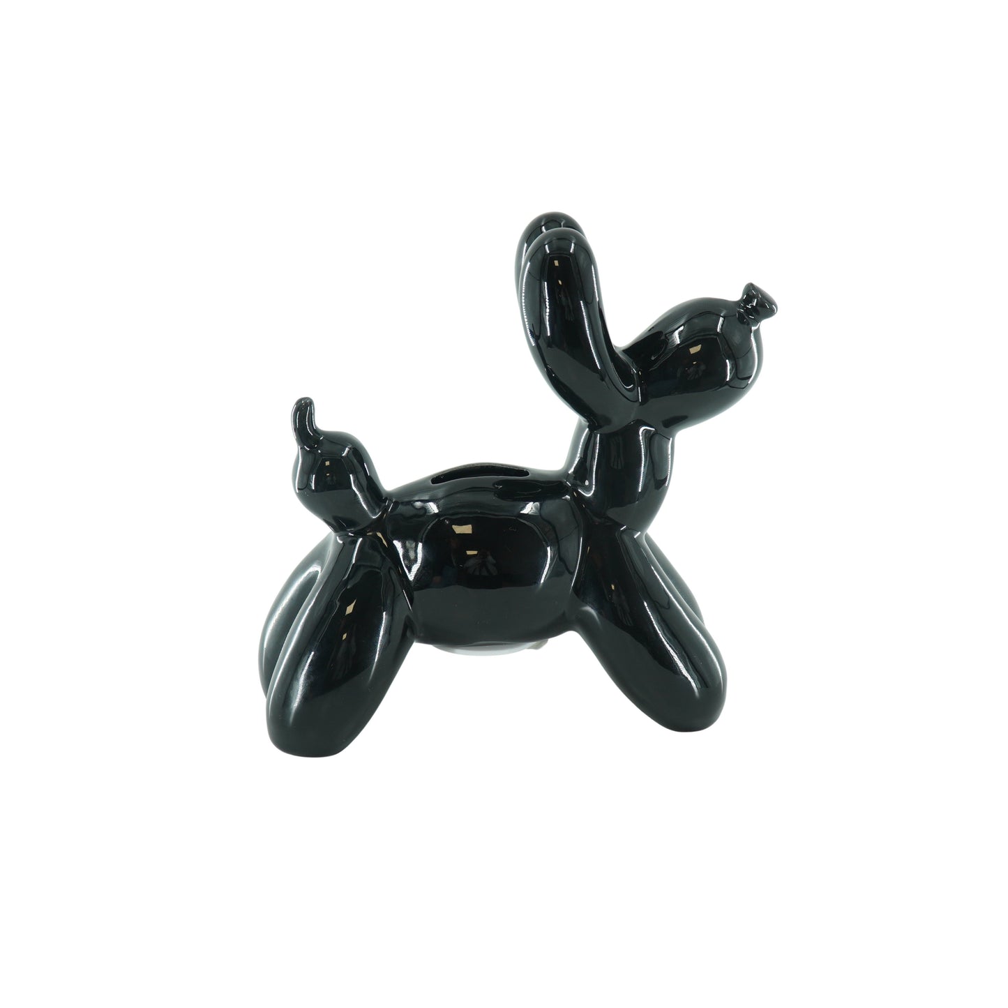 Ornament- Spaarpot Ballon Hond - Keramiek- Zwart-17x7x17cm