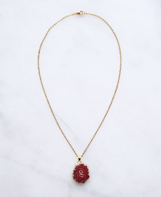 Aardbei Druzy Agaat Ketting