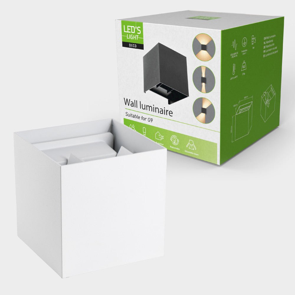 Lumo Cube Wit - Wandarmatuur zonder lichtbron - Excl 1xG9 - IP65