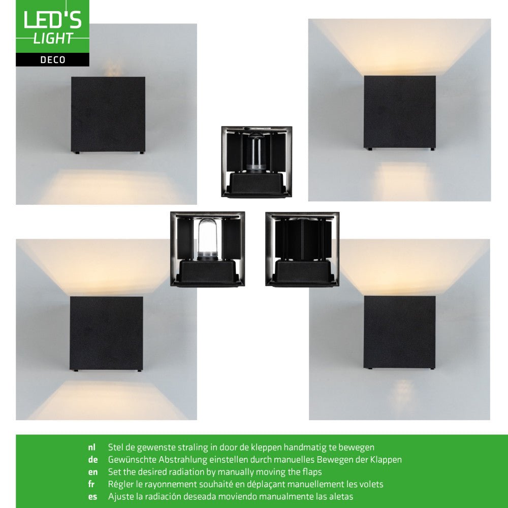 Lumo Cube Zwart - Wandarmatuur zonder lichtbron - Excl 1xG9 - IP65
