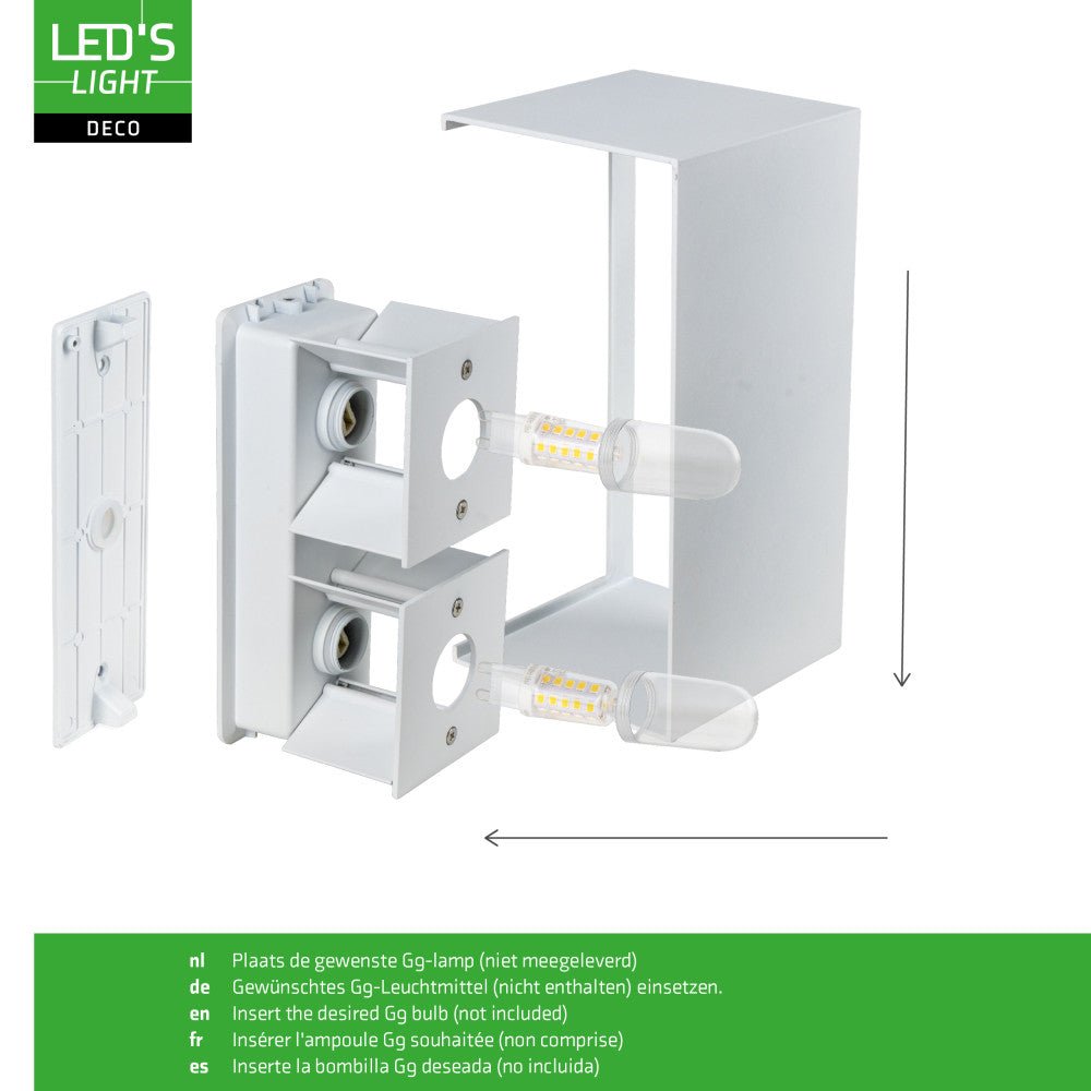 Lumo Recta Wit - Wandarmatuur zonder lichtbron - Excl 2xG9 - IP65
