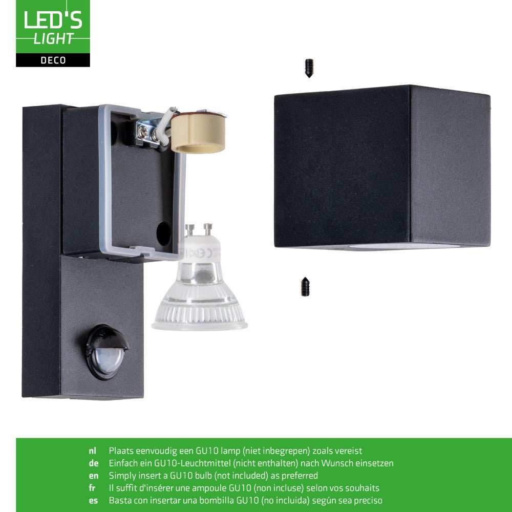 NØRD Down Sensor - Aluminium - 1xGU10 - Zwart - IP44