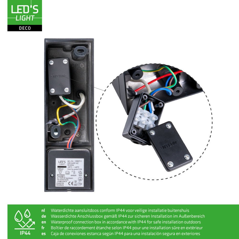 NØRD Up&Down Sensor - Aluminum - Wandarmatuur - 2xGU10 - Zwart