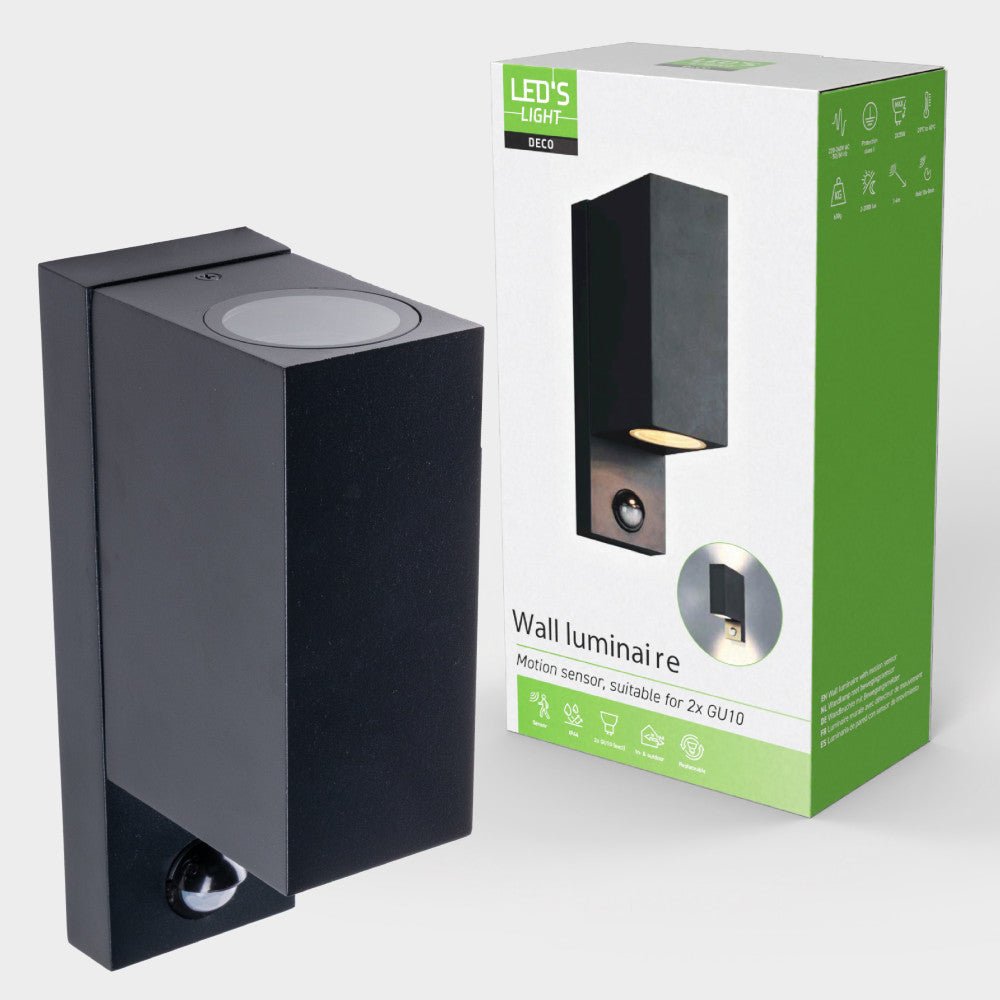 NØRD Up&Down Sensor - Aluminum - Wandarmatuur - 2xGU10 - Zwart