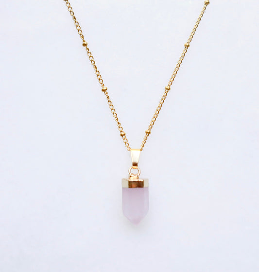 Rose Quartz Point Necklace