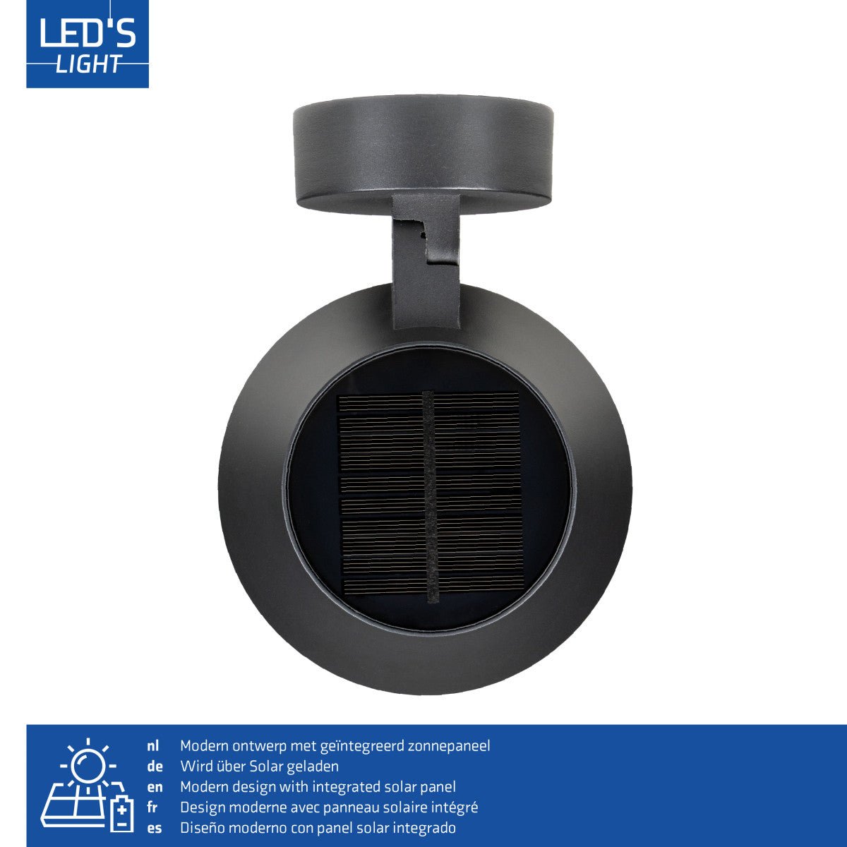 Solar Wandlamp Buitenlamp met Bewegingssensor - 350lm - 4000K - Zwart - IP54 - Sensor
